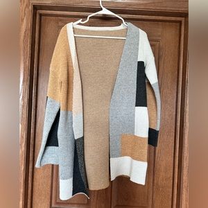 Geometric Print Open Cardigan